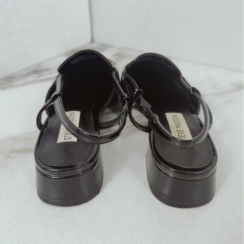 Steve Madden Calibri Black Patent Slingback Loafers, Sz 6 - Picture 8 of 12